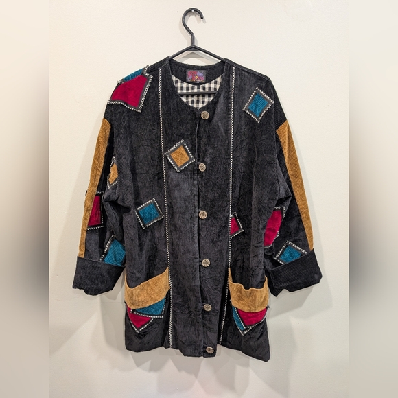 Rare Vintage 80s 90s Red Rover Corduroy Patchwork Jacket - Oversized - Picture 2 of 8